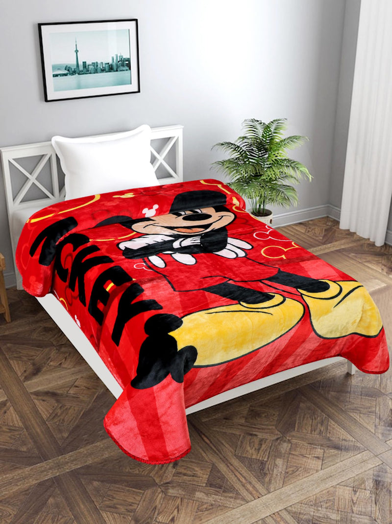 Petals Dreams Single Bed Blanket for Mild Winter | 600 GSM, Kids & Teenagers Blanket (160x220 cm) (Mickey)