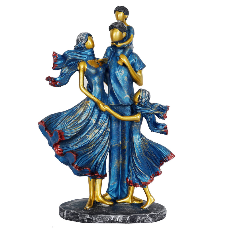 ZART Family Showpiece for Home Decor,Blue (11 inch), Resin