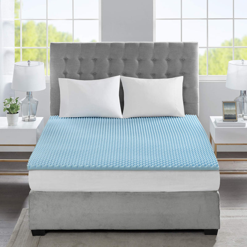 Sleep Philosophy Gel Memory Foam Mattress Protector Cooling Bed Cover Twin XL Blue