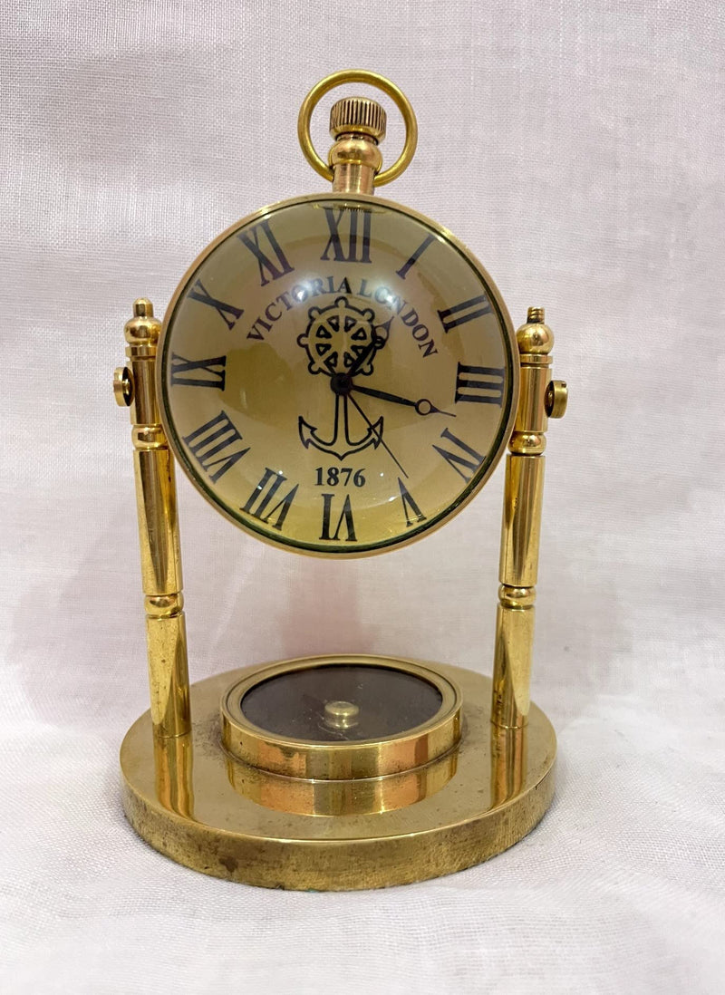 Table Clock Brass Antique Style Desk Clock Shelf Clock handicrafts Items Home and Office Decor Items Best Wall Clock