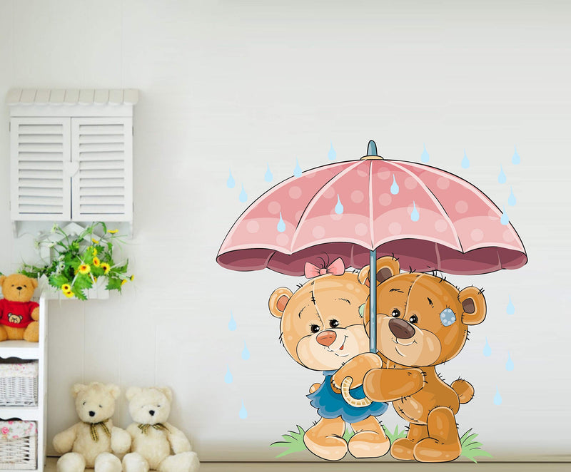 Sticker Hub Cute Teddy Bears Wall Sticker 60 cm x 58 cm AS413