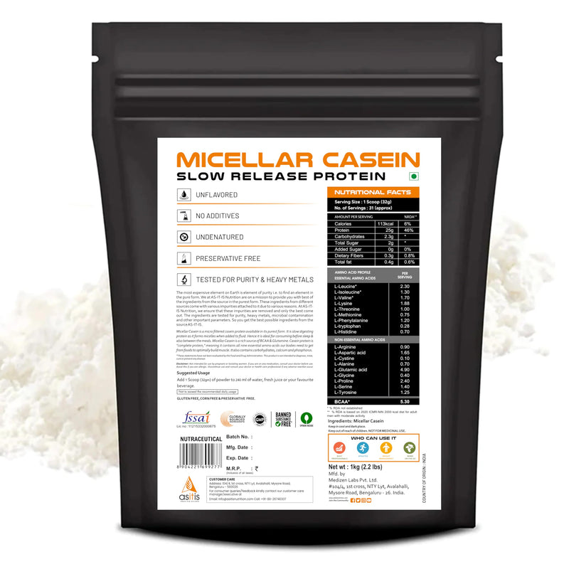 AS-IT-IS Nutrition Pure Micellar Casein (1kg)