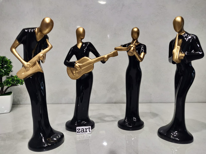 zart Resin Musical Instrument Statue For Home Decoration Showpiece, Home Shelves Decor Item & Office Decor (Set of 4, Black)