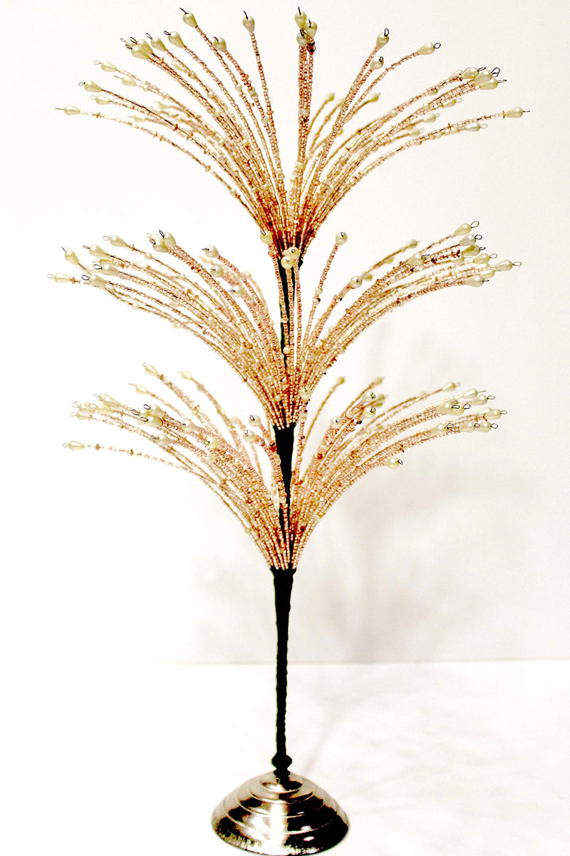 DM Handcrafted Decorative Showpiece ll Pearls Made Tree Shaped ll for Home & Office/ Christmas Decoration (Rose Golden)