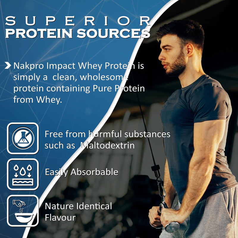 NAKPRO Impact Whey Protein 1kg | Isolate & Concentrate | 24g Protein & 4.9g BCAA | With Digestive Enzymes for better Absorption | Lab Tested 100% Authentic Supplement Powder & No Adulteration - Vanilla Flavour