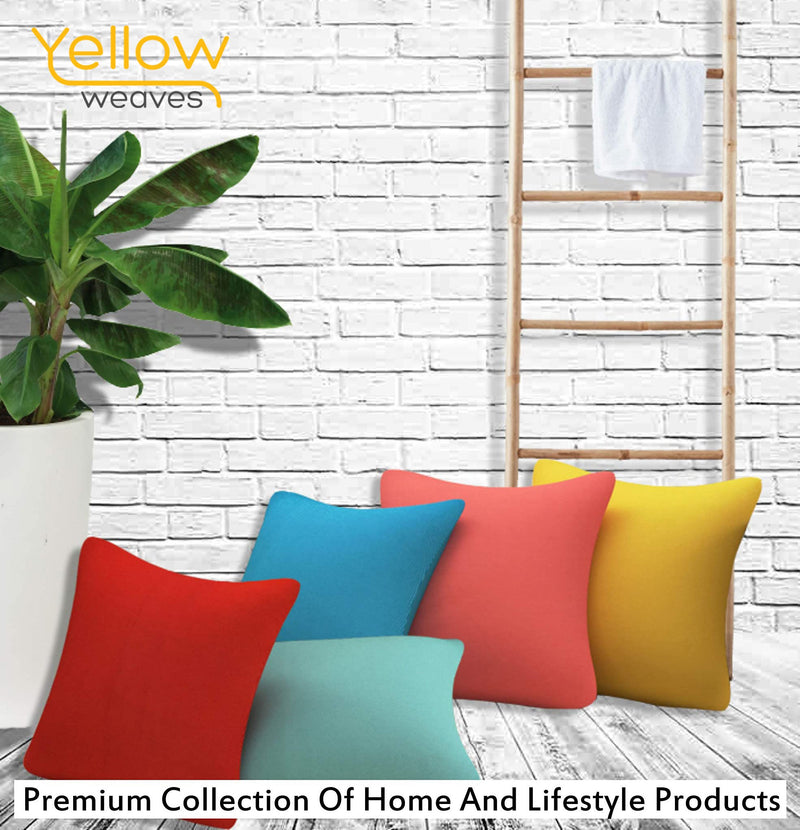 Yellow Weaves Cotton Canvas Decorative Cushion Covers, (16 X 16 Inches), Set of 5, Multicolour