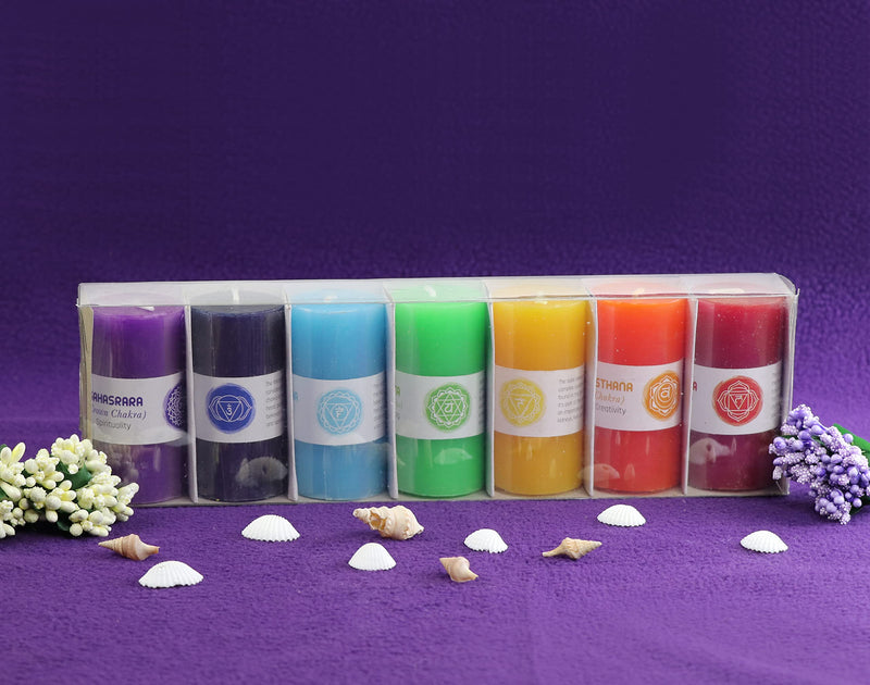 7 Chakra Candle Set | Candles for Aromatherapy, Meditation,Spa | Scented Candles for Gifting & Decoration