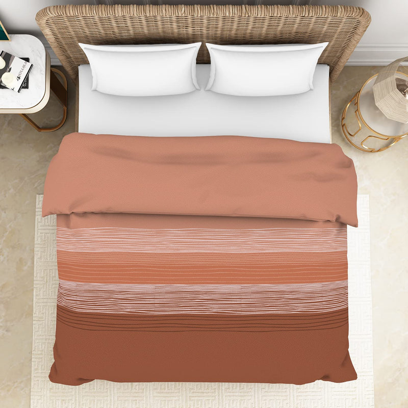 Spaces 100% Cotton Shell Quilt Double 150 GSM Polyester Fill Soft Feel Skin Safe 144 Tc Dark Orange Quilt for Double Bed