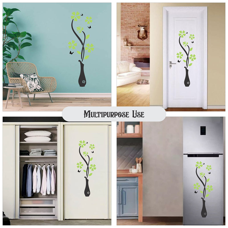 3D Acrylic Wall Sticker Flower and Vase (Green)