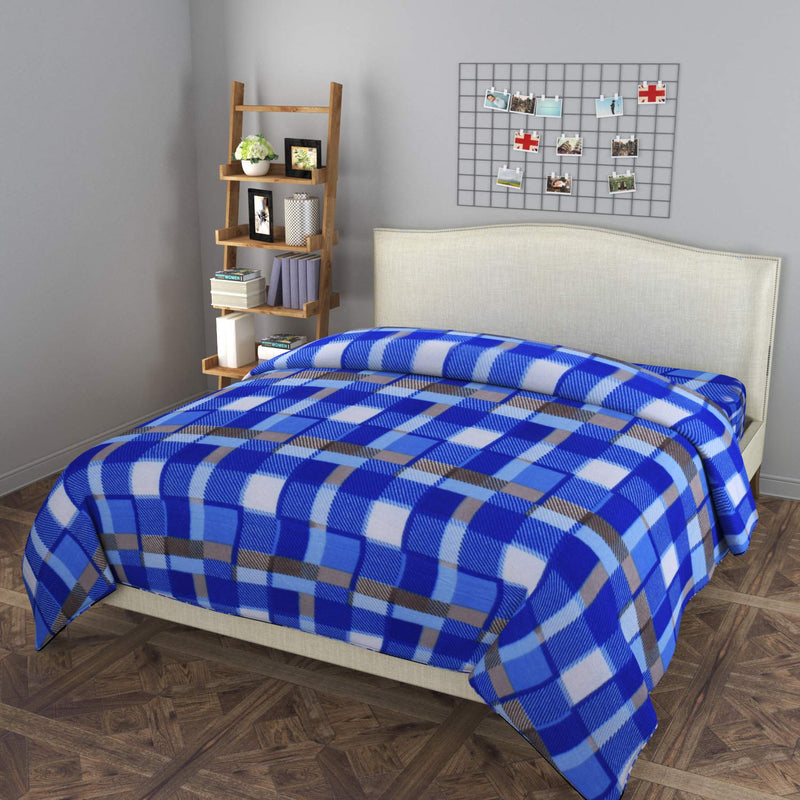 Fabture Fleece Double Bed Razai Cover with Zipper - (Blue, 90 x 100 inches)