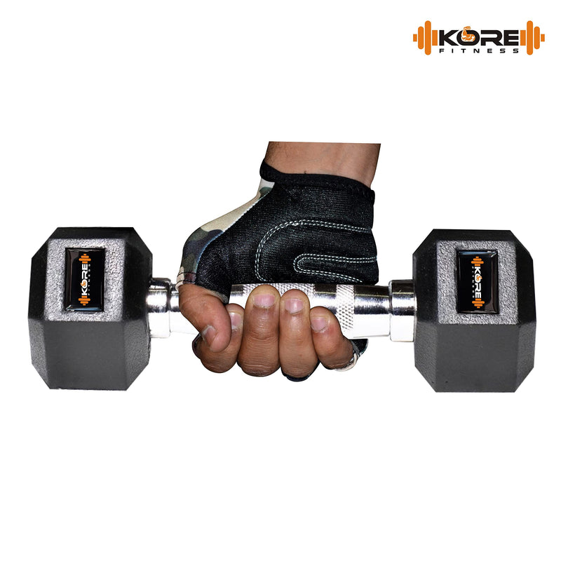 Kore Rubber Dm-Hexa-5Kg-Combo16 Dumbbells Kits, Black