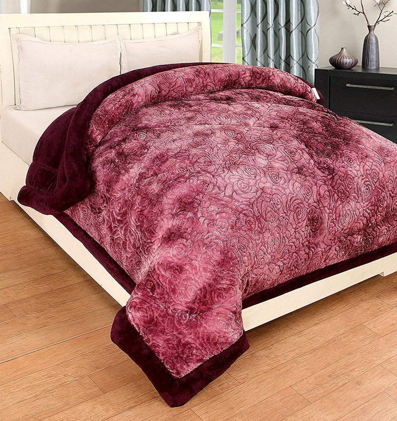 Ab Home Decor Soft Microfibre Quilt for Double Bed Winter Heavy Quilt Razai King Size (Wine)-400TC (Breathable)