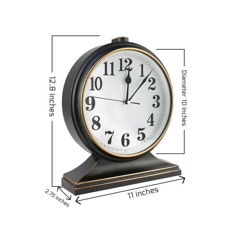 Winnie Desk Clock Silent Desk Clock European Style Retro Desk Clock 10 Inch Dial Easy to Read for Living Room/Bedroom