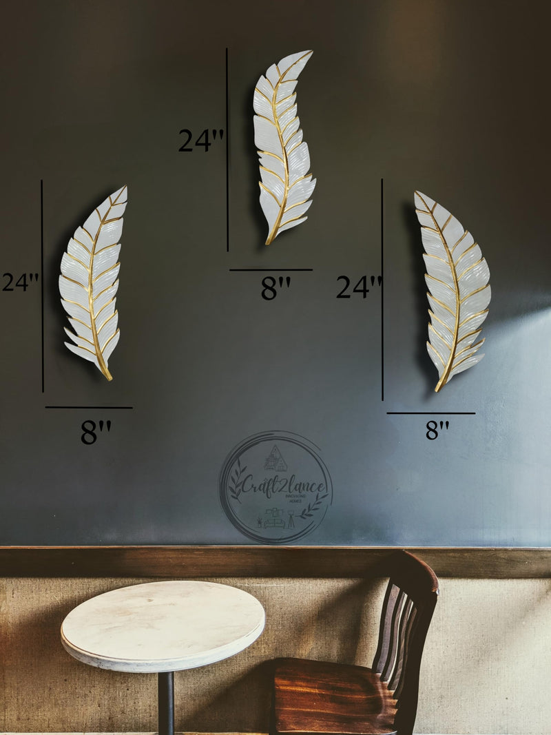 Craft2lance Metal Wall Decor/Metal Wall Art/Metal Wall Sculpture Set/Feather Wall Decor For Living Room/Bedroom/Dining Room/Office/Restaurant