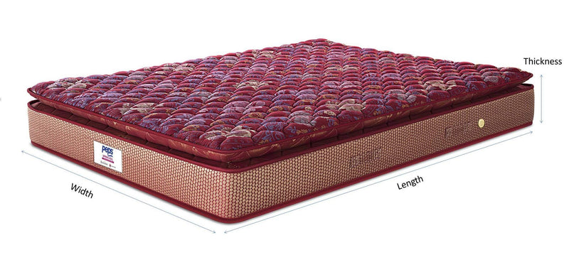 peps Springkoil Bonnell Pillow Top 8-inch Double Size Spring Mattress (Maroon, 80x66x08)