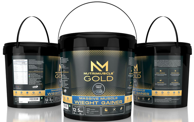 NutriMuscle Massive GOLD Weight Gainer - 12 Lbs - 5.44 Kgs - Choco Treat