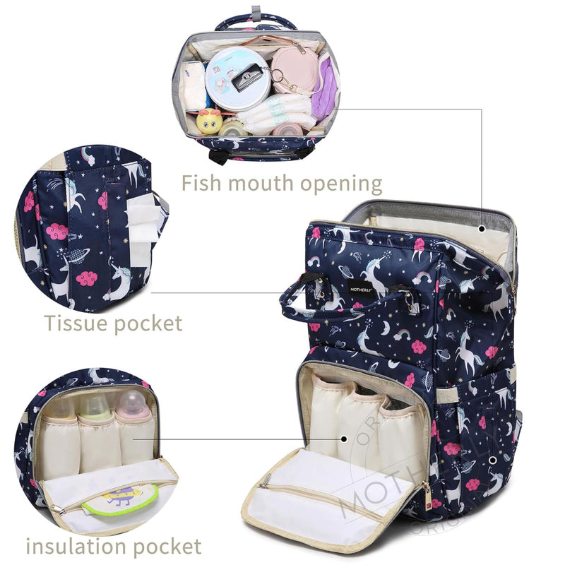 motherly Baby Diaper Bag, Mothers Maternity Bags for Travel |(Unicorn Blue)