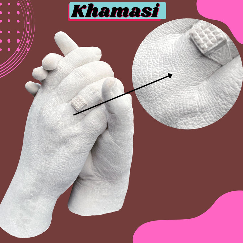 Khamasi Hand Casting Kit | 3D Couple Casting Kit, Hand Mould Kit 3D Moulding Powder, Clay Hand Foot, gift for couple, parents, husband on anniversary (COUPLE CASTING KIT with DISPLAY BOX)