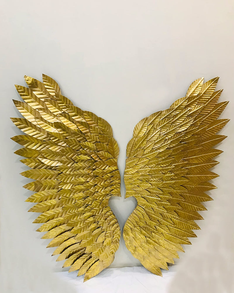 Creativo India Modern Wall Art Sculpture Angel Wings Set of 2 | Metal Wall Hanging Art Antique Style Wall Decor Home Bedroom Living Room