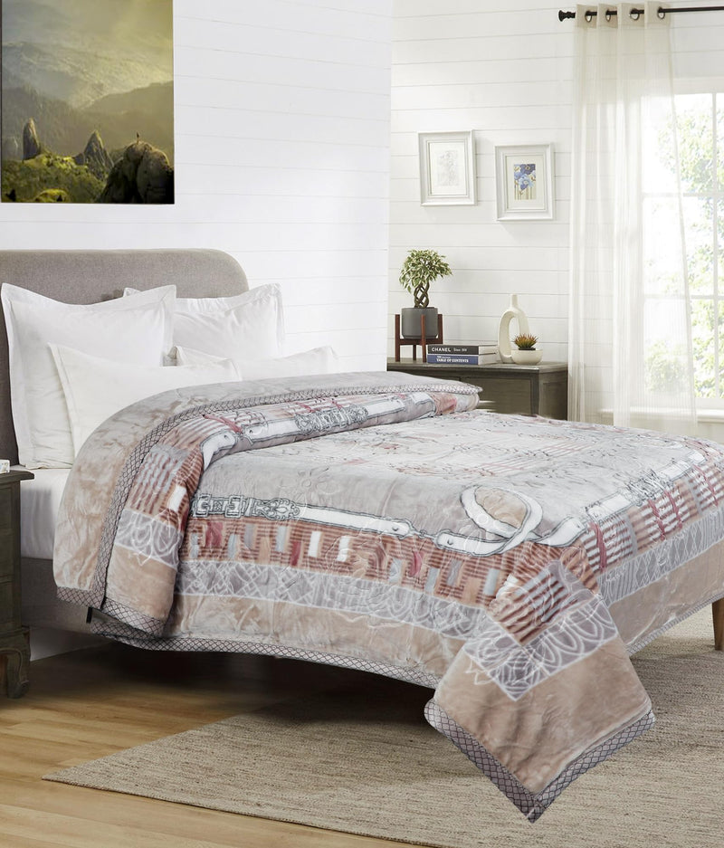 Petals Dreams All Season Double Bed Blanket, 600 GSM, Lightweight, 2 Ply Mink Blanket, 3kg (210x240 cm) (Sandrift)