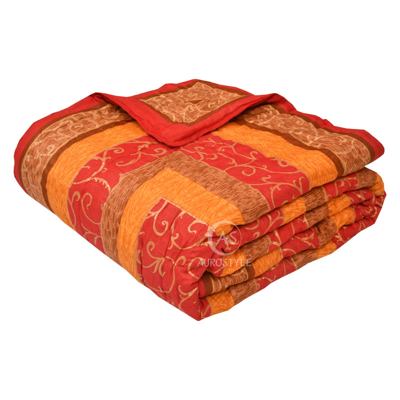 AUROSTYLE 400 GSM Rajasthani Traditional Jaipuri Flower Print, Summer and Winter Cotton Double Bed Quilt Razai - King Size - 90 X 105 Inch Double Bed(Multicolour)