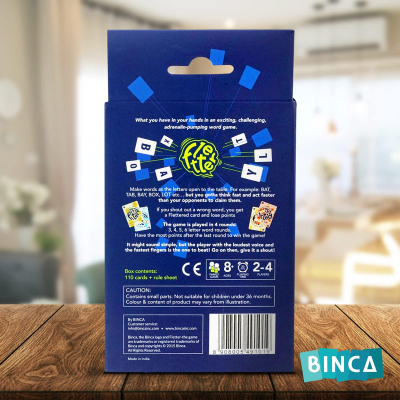 Binca Fletter Word Game, Card Game for All Ages Kids, Teens and Adults, Improves Vocabulary in a Fun Way, Perfect Gift for Ages 5,6,7,8 (2-4 Player)