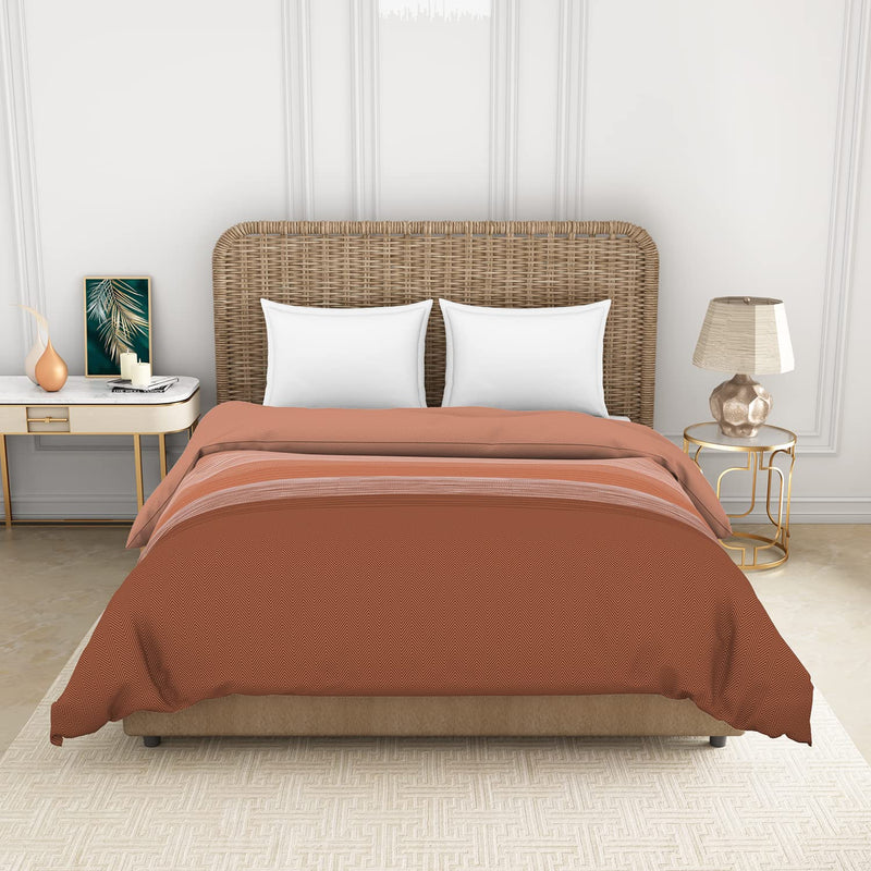 Spaces 100% Cotton Shell Quilt Double 150 GSM Polyester Fill Soft Feel Skin Safe 144 Tc Dark Orange Quilt for Double Bed