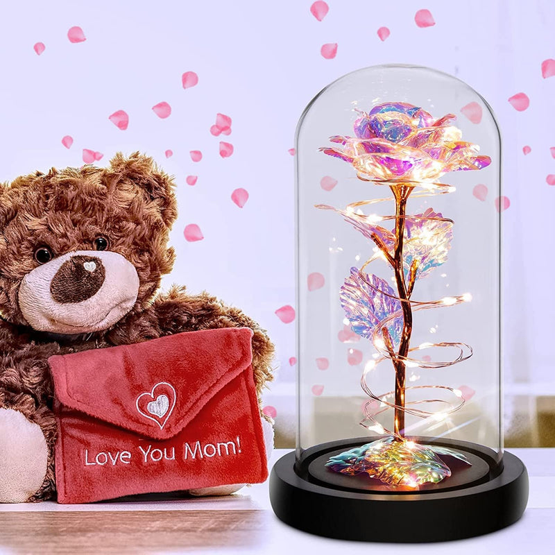 Whitecloud TRANSFORMING HOMES Romantic Rose Light in Glass Dome Unique Gifts for Mom, Wife, Daughter, and Women on Mother's Day, Birthdays, and Valentines (RDL-189) (1)