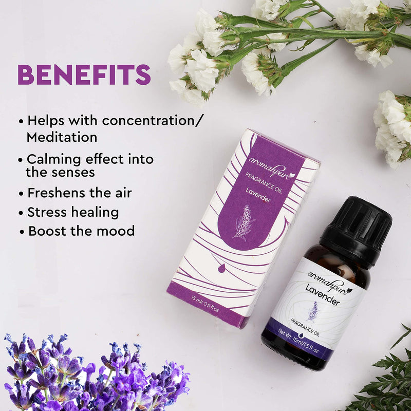 Aromahpure Fragrance Oil | 15 ml | Lavender Aroma Oil for Home Fragrance | Best for Aromatherapy | Helps in concentration & meditation | Used in Diffusers, Candles, Air Fresheners, Soaps.