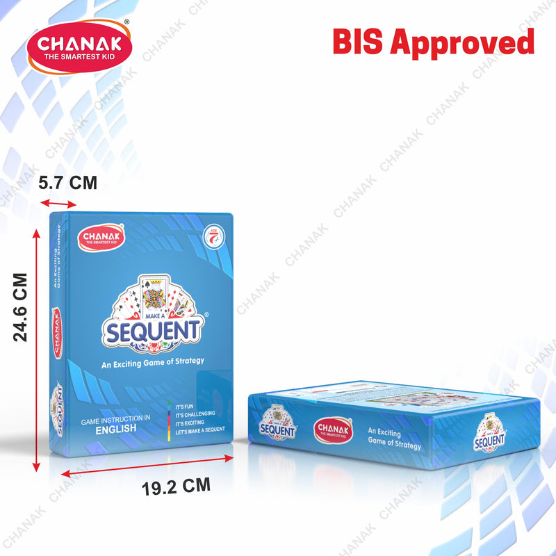 Chanak Make A Sequent Board Game, Sequence Board Game, Strategy & Logic Challenging Game with Foldable Board, Plastic Chips & Cards, for Kids Above 7 Years (BIS Approved).