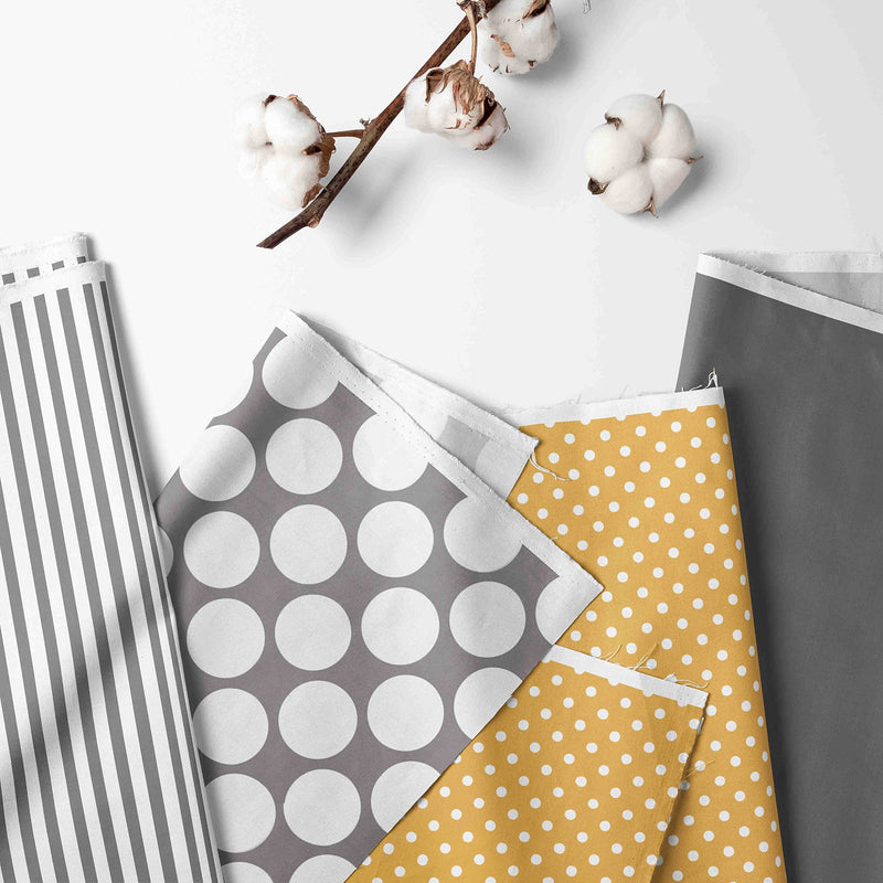 Dots/Pin Stripes Grey/Yellow 4 pc Toddler Bedding Set