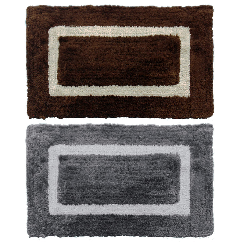 Story@Home Handicraft Style Eco Series 2 Piece Cotton Blend Door Mat (16 inch x 24 inch, Brown and Grey)