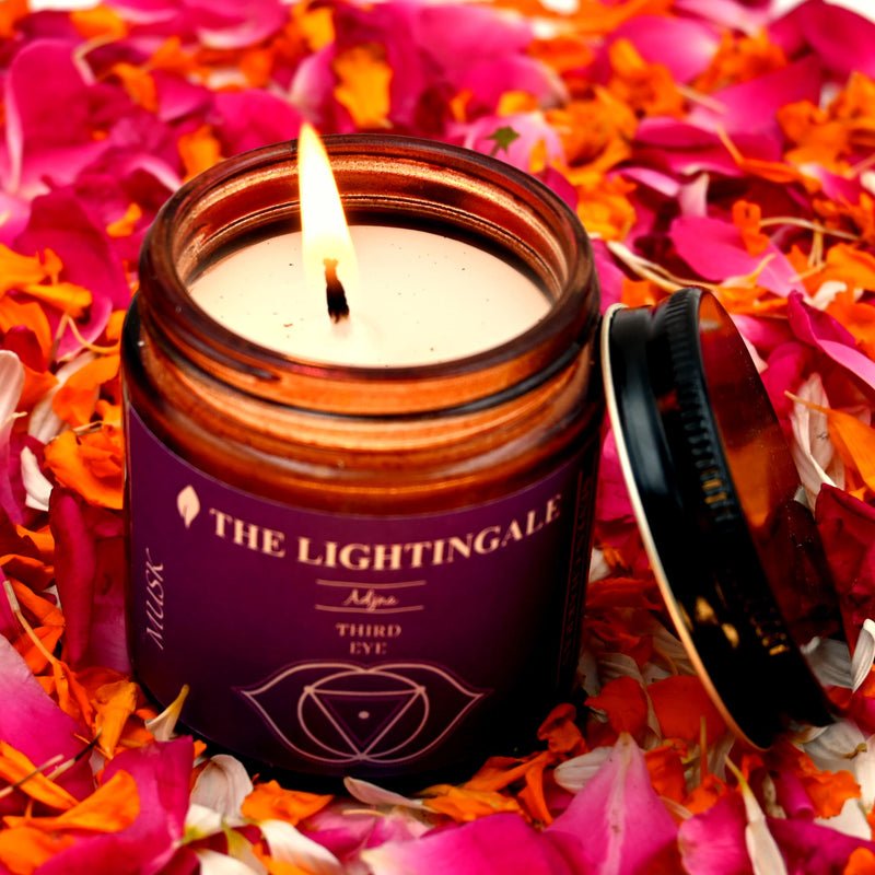 THE LIGHTINGALE Big Jar Scented Wax Glass Multi Fragrance with Seven Chakras Name Candle for Birthday, Diwali, Christmas, Office, and Home.