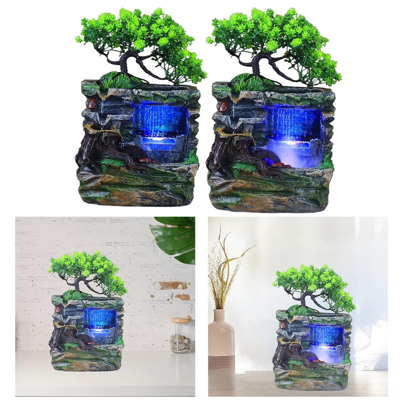 CALANDIS® Indoor Water Fountains Rockery Landscape Desk Waterfall Fountain Decor No Fog | 1 Tabletop Fountain 1 Water Pump