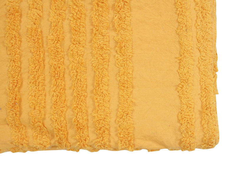 DOLCE CASA Tufted Pure Cotton Sofa Throw | Soft and Cozy Decorative Throw | 150x125 Cms. (Yellow)