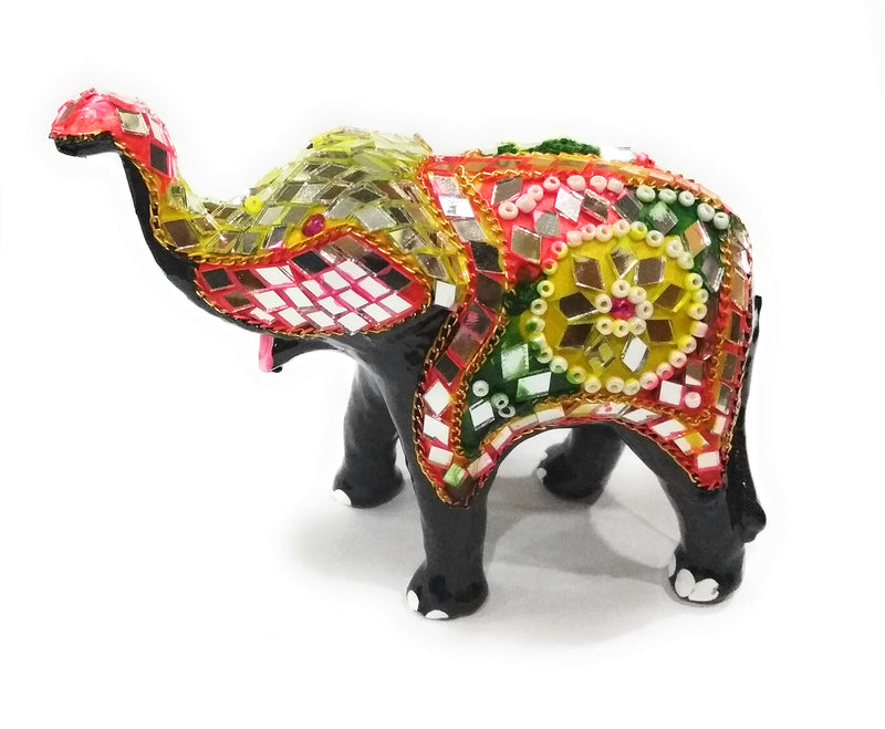 Amar lifestyle and accessories. Paper Mache Clay Lak Glittering Combo Rajasthani Beautifully Designed Elephant Showpiece Home Decor Item (14 x 11 x 6 cm, Multicolour)