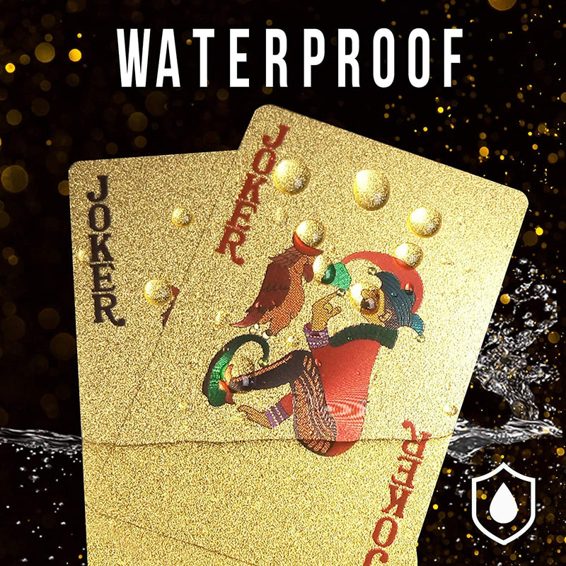 INDIA TOY Gold Deck of Waterproof Cards, Flexible PVC Plastic Gold Playing Cards Premium Poker Cards Gold Waterproof Playing Cards Washable Flexible Use for Party Game