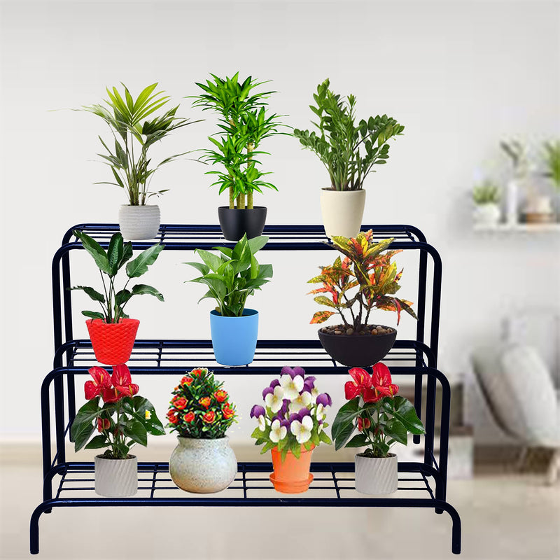 D&V ENGINEERING - Creative in innovation Metal indoor Outdoor Planter Stand, Flower Pot Rack for Home garden balcony- Black (3 Tier)