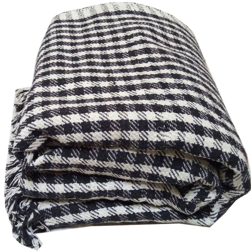 RICASA Sparsh Handloom Cotton Standard Blanket (Black, White)