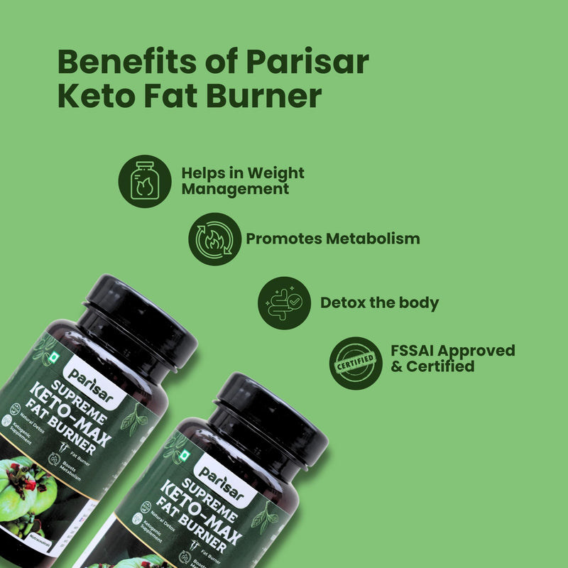 Parisar Pharma Keto Fat Burner for Men & Women 1000MG, Weight Loss Supplement With Garcinia Cambogia, Green Coffee Beans & Green Tea Extract Metabolism Booster - 60 Tablets