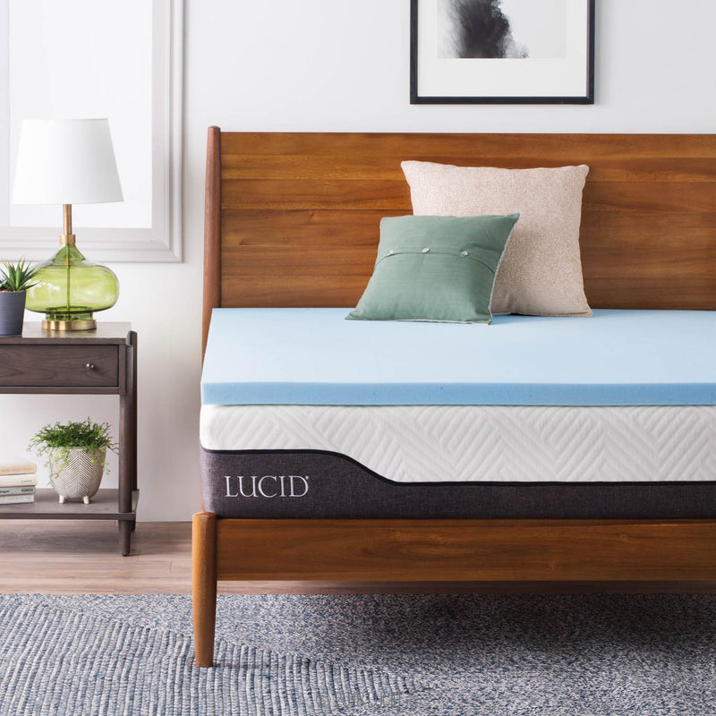 LUCID 2-Inch Ventilated Gel Infused Memory Foam Mattress Topper - Twin