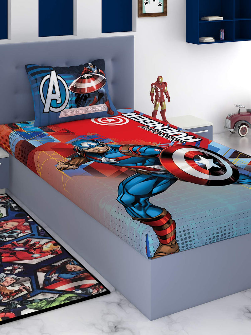 Marvel Athom Living Captain America Cotton Bedsheet Single 147 x 223 cm