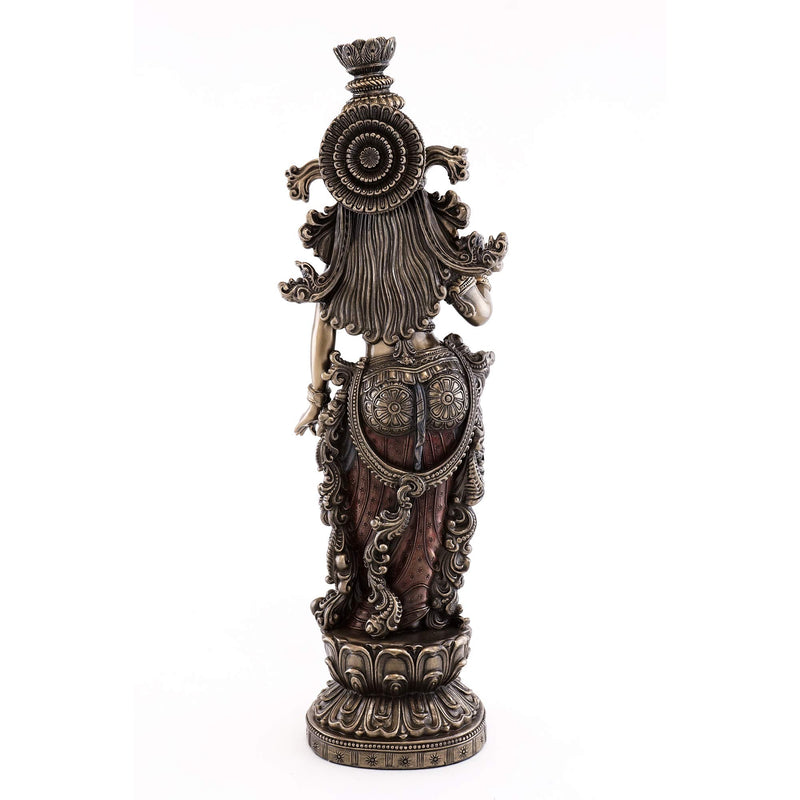 Top Collection 14.5" H 4.5" W Radha Statue in Cold Cast Bronze- Hindu Goddess and Beloved Consort of Lord Krishna Sculpture