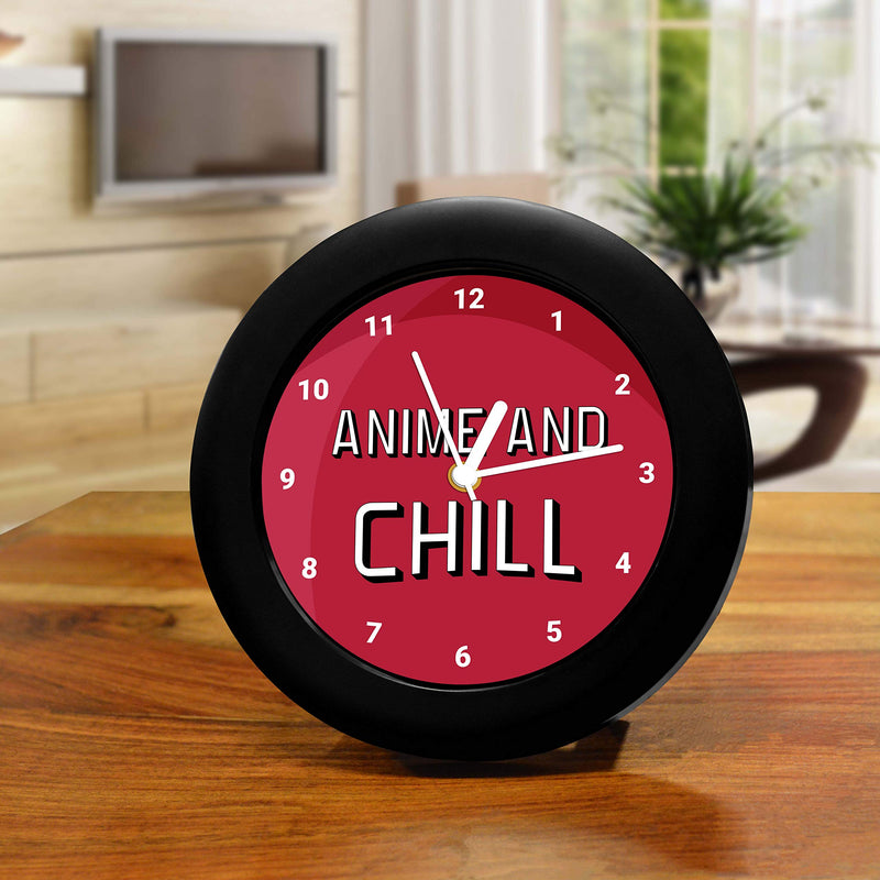 MCSID RAZZ- Anime Anime and Chill Design Table Clocks New Decorative Desk Table Clock for Home, Office, Living Room, Bed Room | Best Gift for Anime Lover