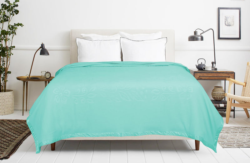 BSB HOME® True North Luxury Micro Fleece Blanket for Single Bed (60 x 86 inches) |Ultrasoft & Lightweight Antipilling Blanket with Satin Piping Border - 250 GSM |Double - 152x220 cms|Aqua