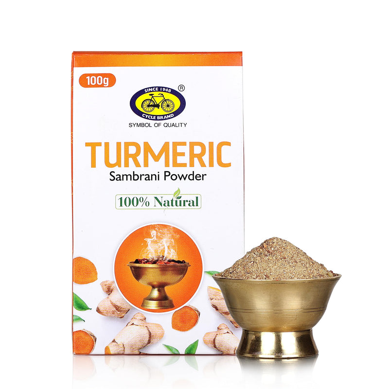 Cycle Pure Sambrani Powder Original for Pooja, 100 GM (Pack of 5) | Variants: Turmeric, Tulsi, Javadhu, Hawana, Karpura Sambrani Powder | Ideal for Daily Puja, Festive Occasions & Special Ceremonies