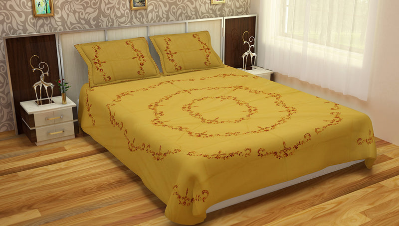 Diva Diya Urbane Trends 200 TC Cotton Double Bed Sheet with 2 Pillow Covers - Yellow