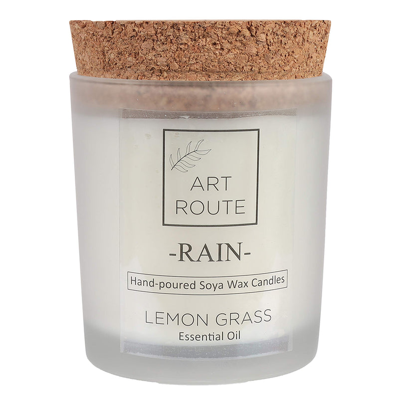 Art Route Crackling Wood Wick Aromatherapy Candle Hand Poured with Organic Soy Wax and Lemon Grass Essential Oil in Frosted Glass Jar (Burning time up to 38 hrs)