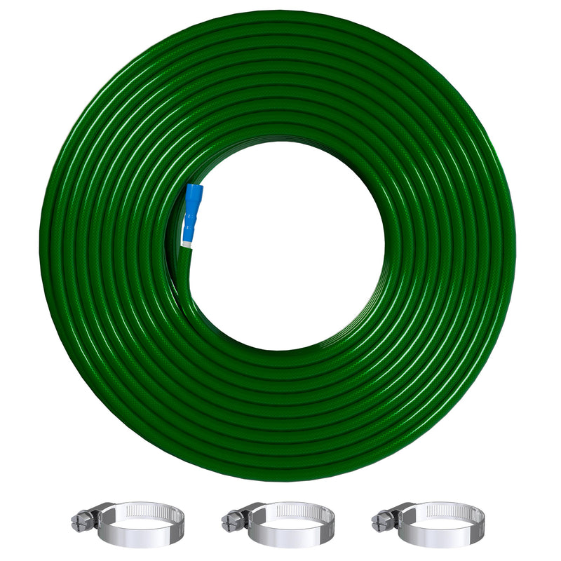 OUTO 10Mtr 0.75 Inch Braided Water Pipe with Hose Connector/Jointer/Nozzle & Clamps Lightweight Flexible Gardening Cleaning Outdoor-Indoor Use (32 feet, Dark Green)