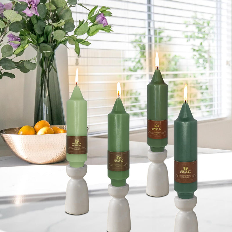 5 inch Short Candlesticks Gradient Green Taper Candles 4 PCS for Dinner Household Wedding Party Home Décor Candles